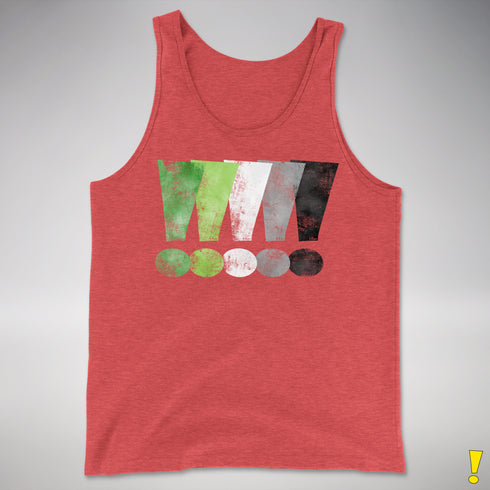 Distressed Aromantic Pride Exclamation Points Premium Tank Top - Red Triblend